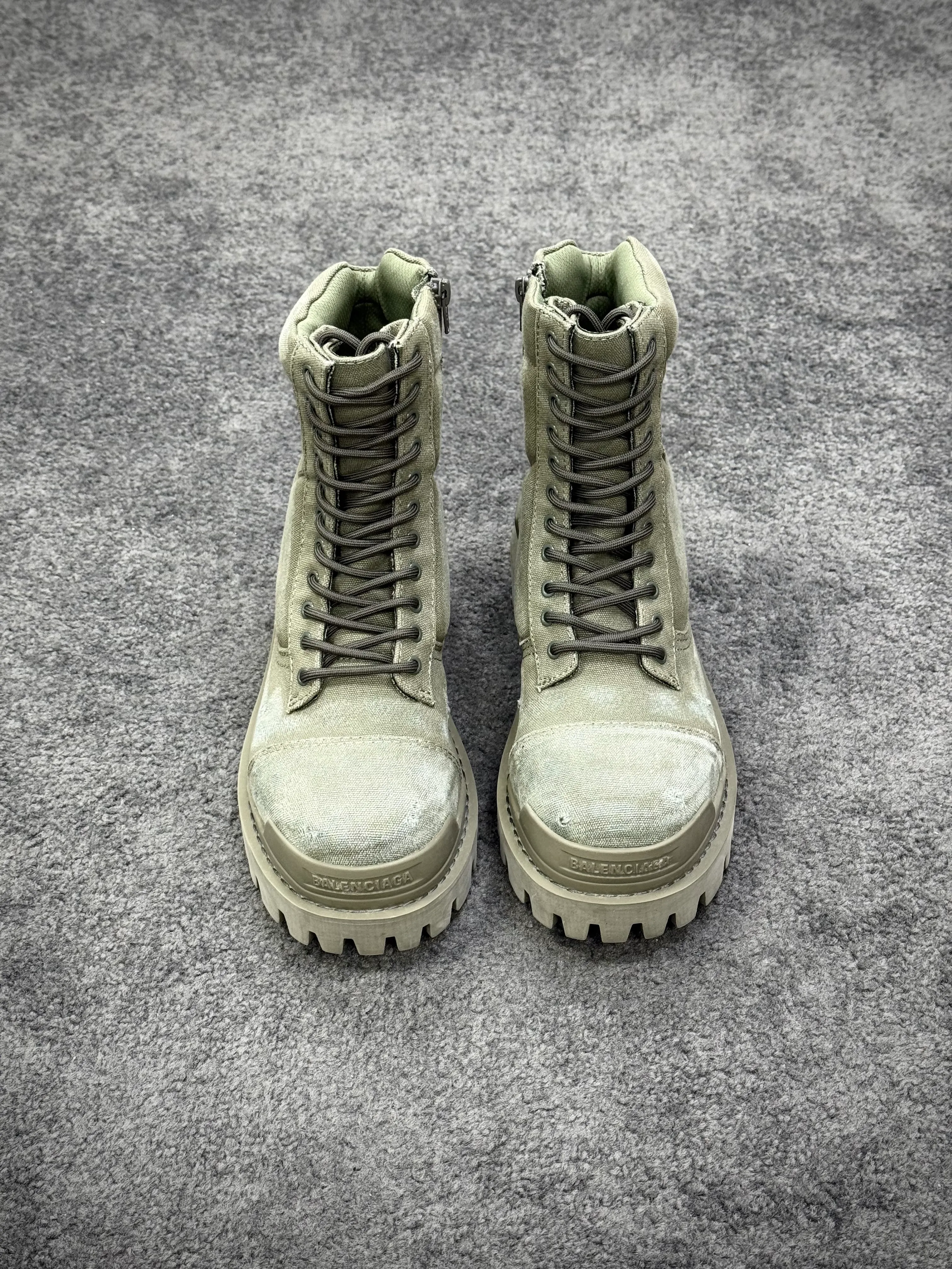 BLCG Army Green Distressed Strike 20mm Canvas Combat Boots Profile view