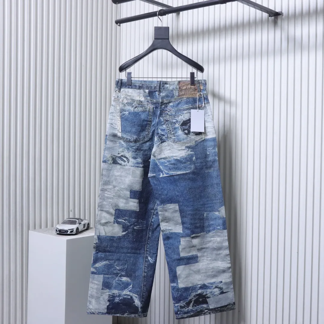 Back View Acne 1981 Floral Trompe-L'œil Wide-Leg Jeans