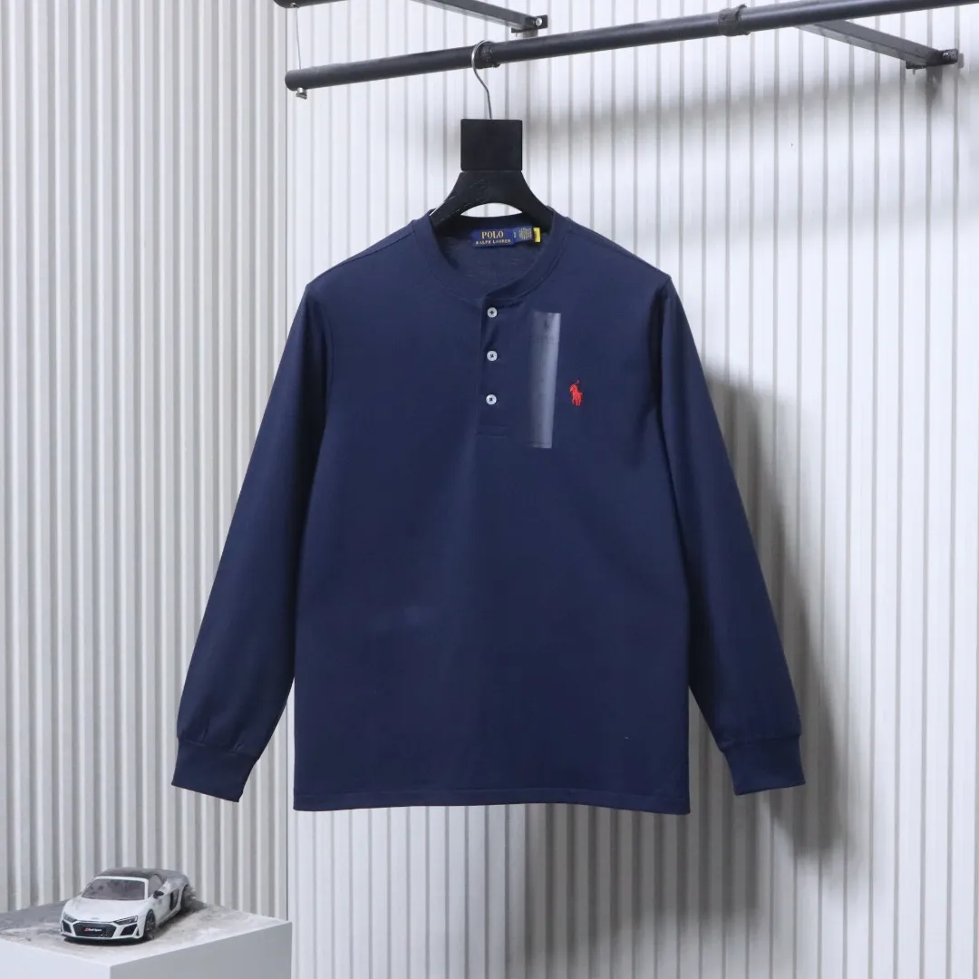 RL Pony Embroidered Henley Long Sleeve Shirt