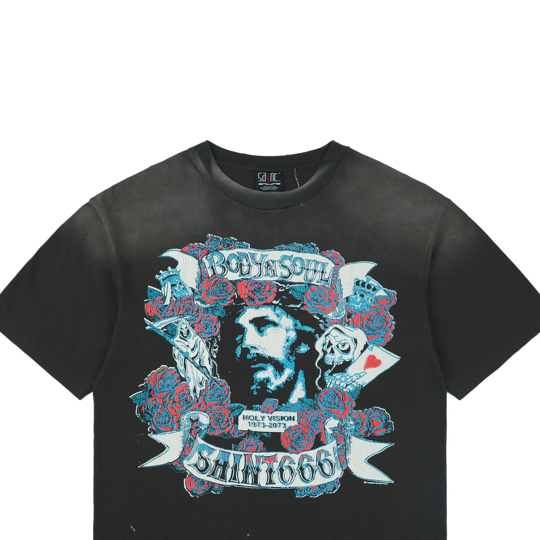 Saint Michael Rose Jesus Graphic Vintage Washed T-Shirt Details