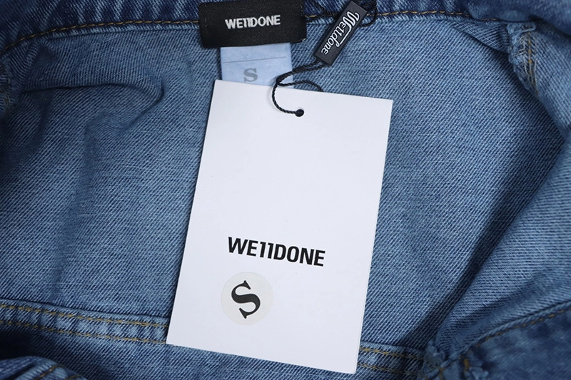 WE11 DONE Printed Diagonal Zipper Denim Jacket