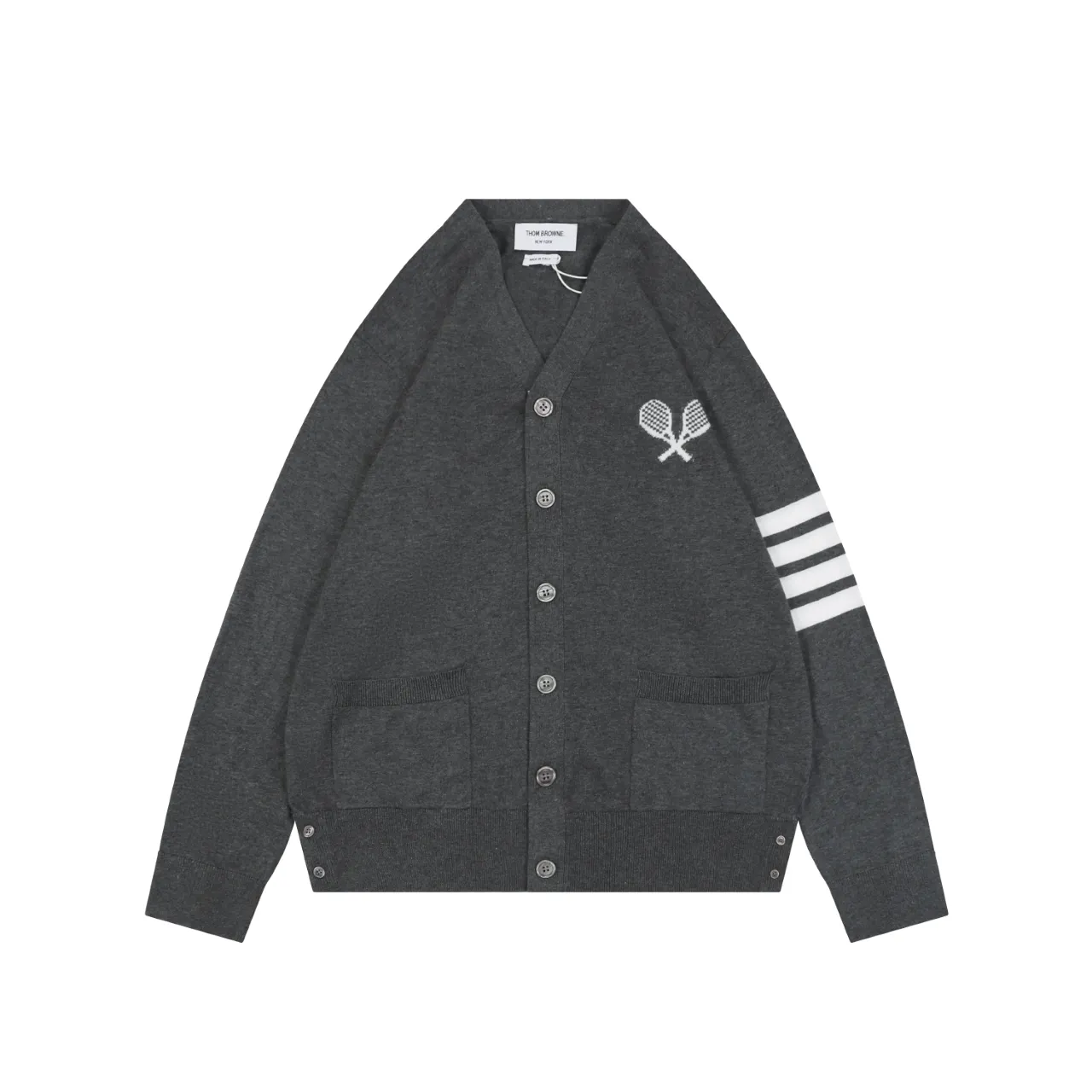 TB Tennis Racket Embroidered Knit Cardigan