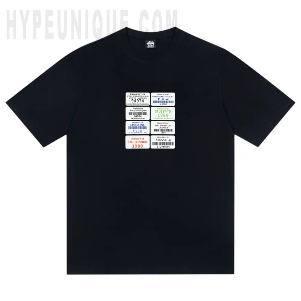 Stussy Barcode Stamp Graphic T-Shirt