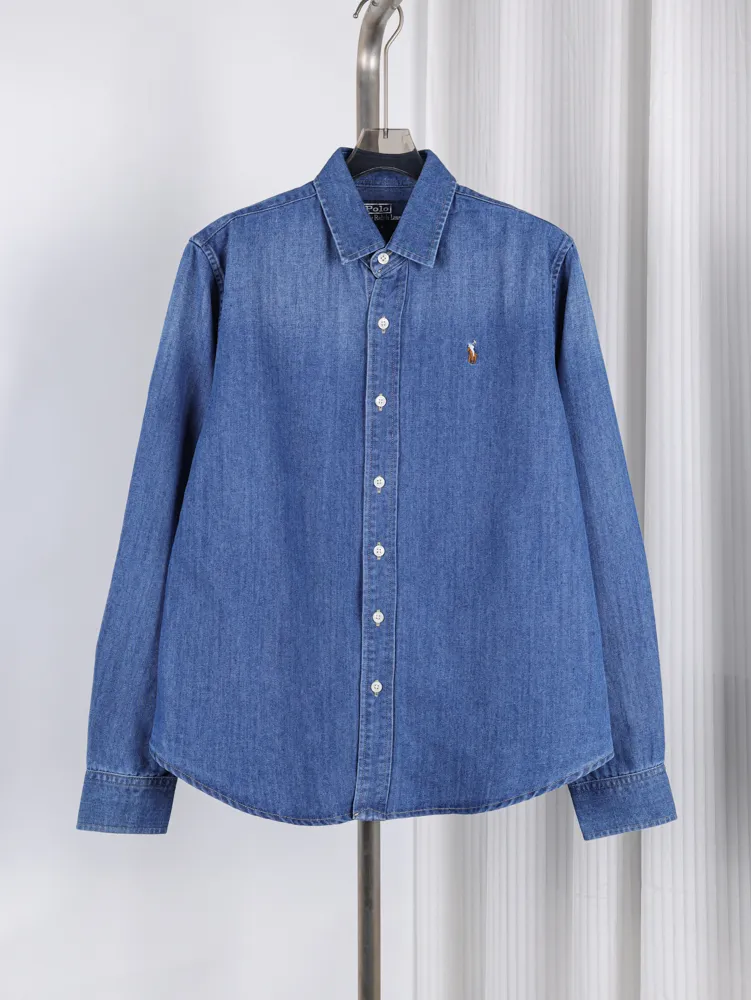 RL Pony Embroidered Denim Long Sleeve Shirt