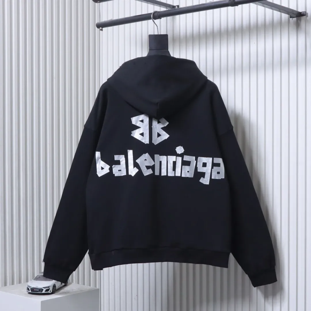Back View BLCG Classic Tape Distressed Hoodie