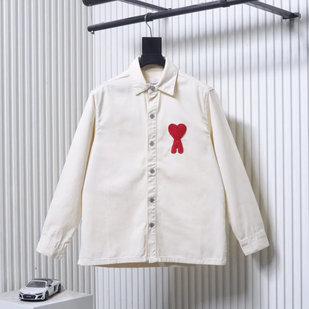 AMI Heart Embroidered Denim Jacket
