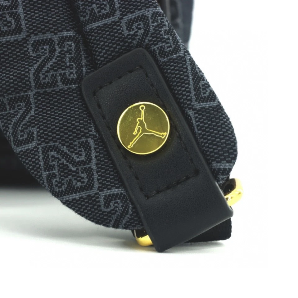 Checkerboard Printed Backpack Black Gold
