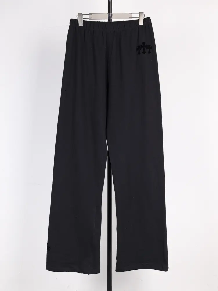 CH Flocked Texture Wide-Leg Trousers font view