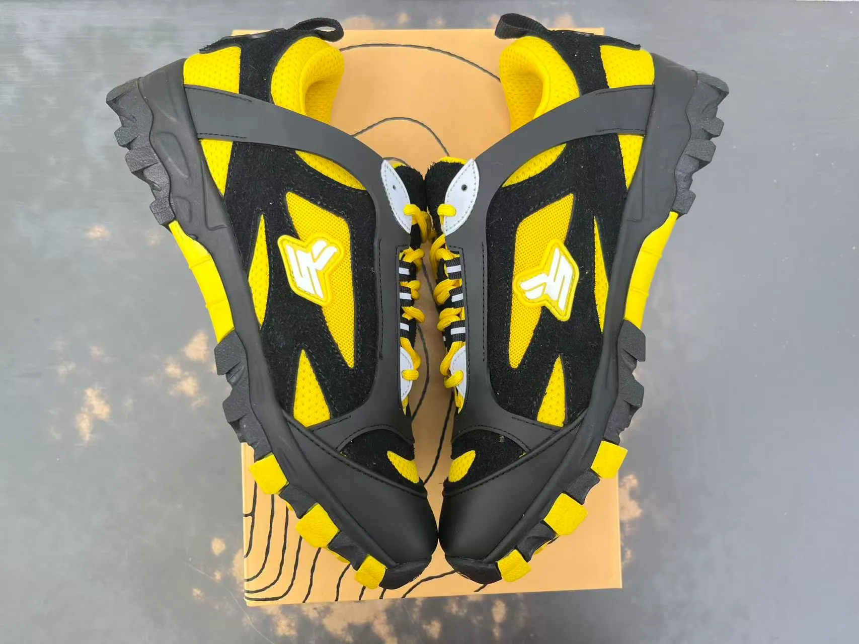 XV x SK Lightning Yellow Hiking Sneakers Pair Detail