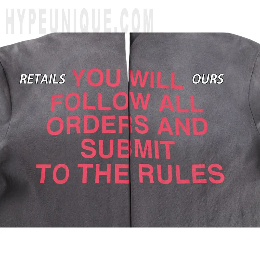 Printed graphic on the back of the garment
