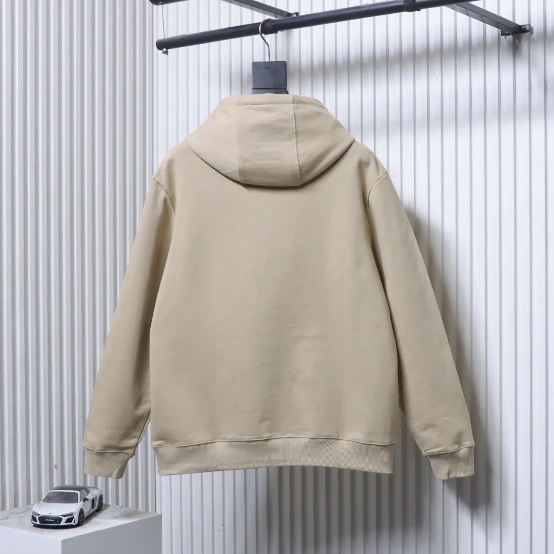 Back View BBR Logo Print Fleece-Lined Cotton Hoodie