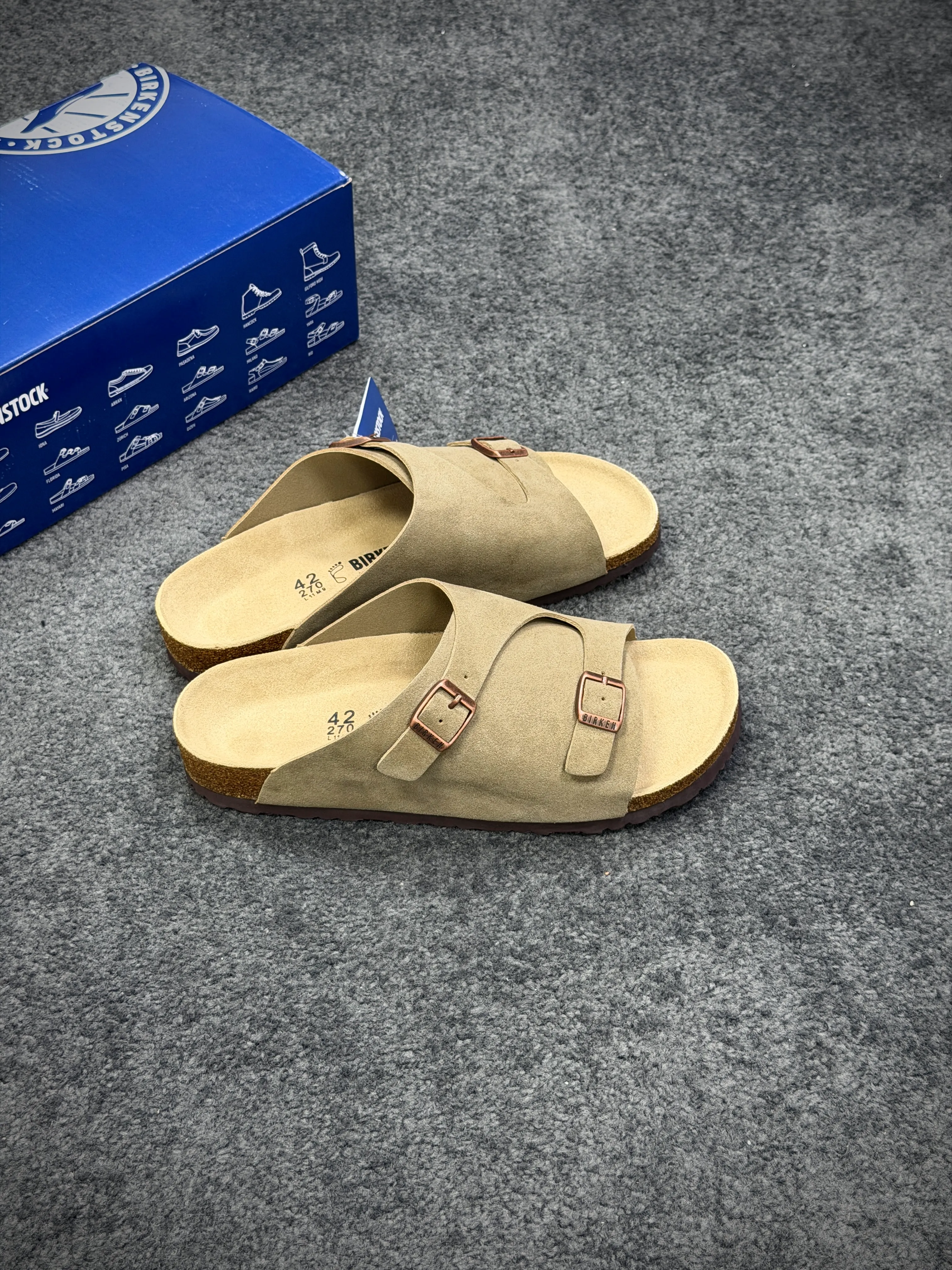 BK Zürich “Suede Khaki” Buckled Sandals