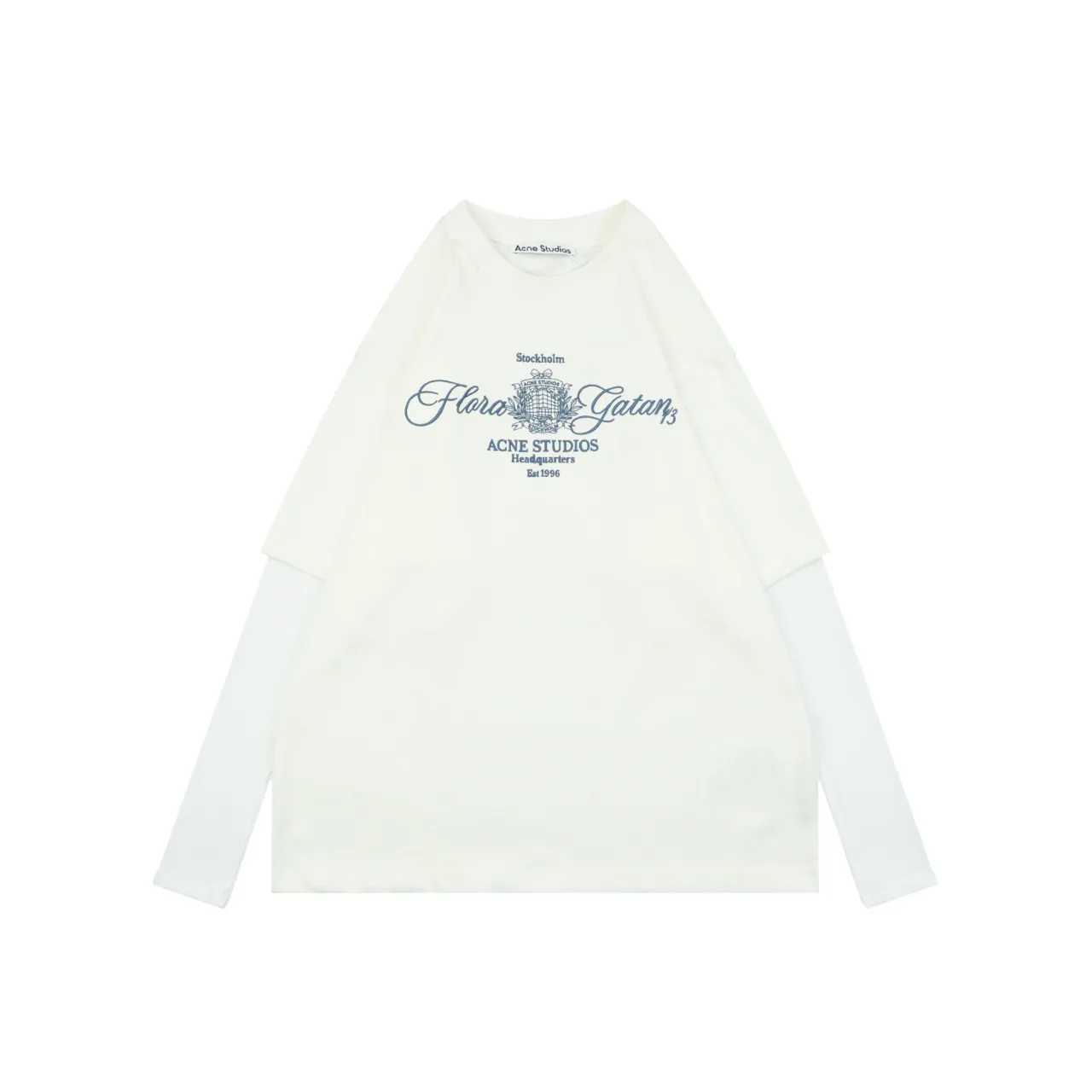 Acne Script Logo Embroidered Layered Long Sleeve Shirt