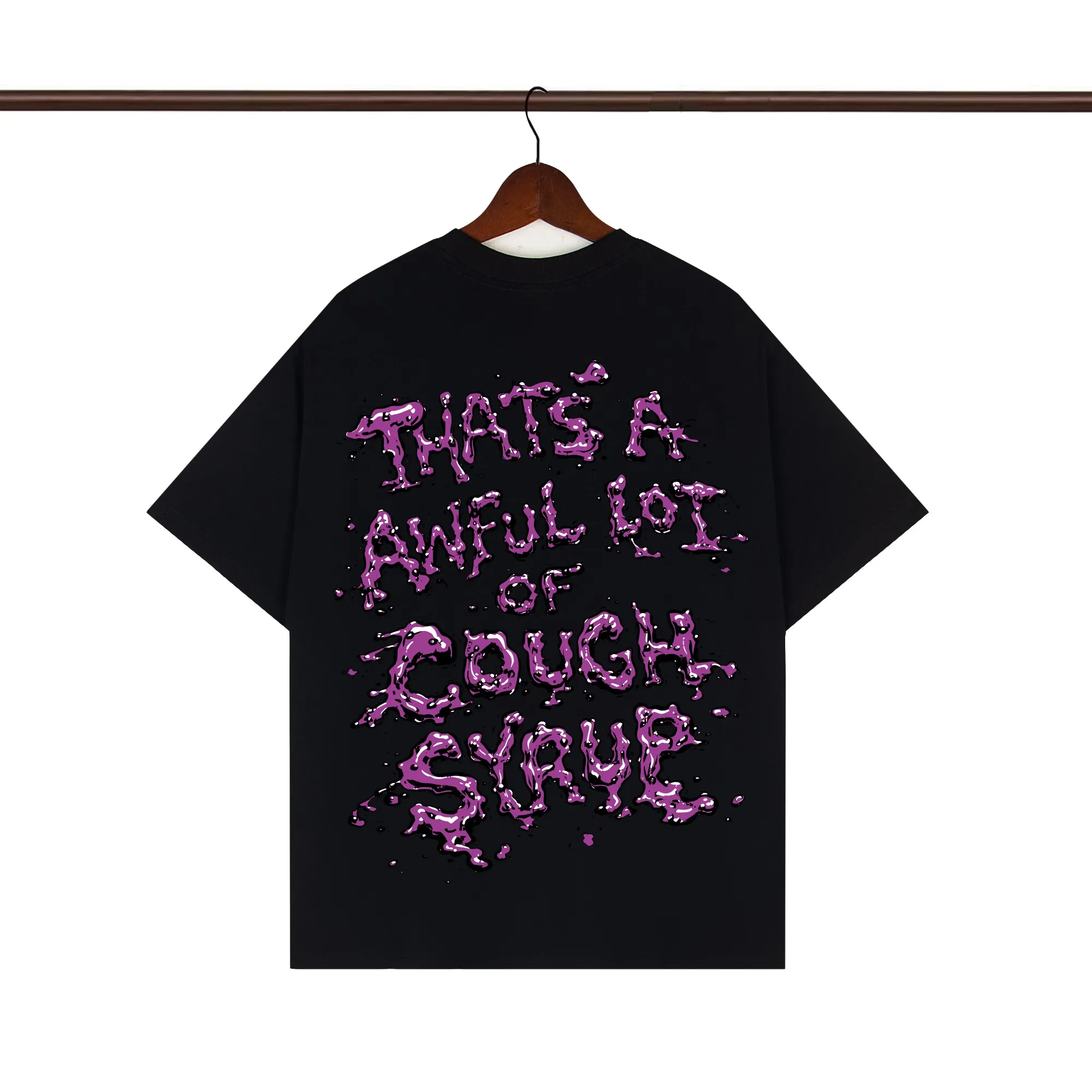 Back of That’s A Awful Lot Of Cough Syrup Purple Heart Graphic T-Shirt Color Black