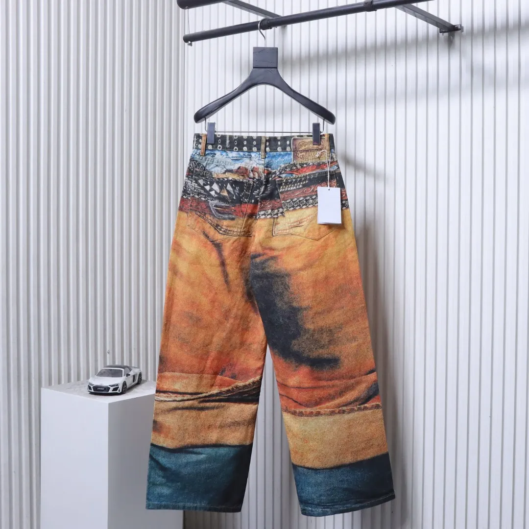 Back View Acne 1996 Optical Print Distressed Denim Jeans