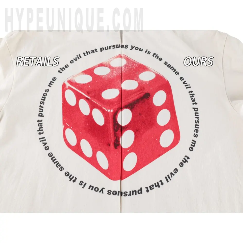 Printed graphic on the back of the garment
