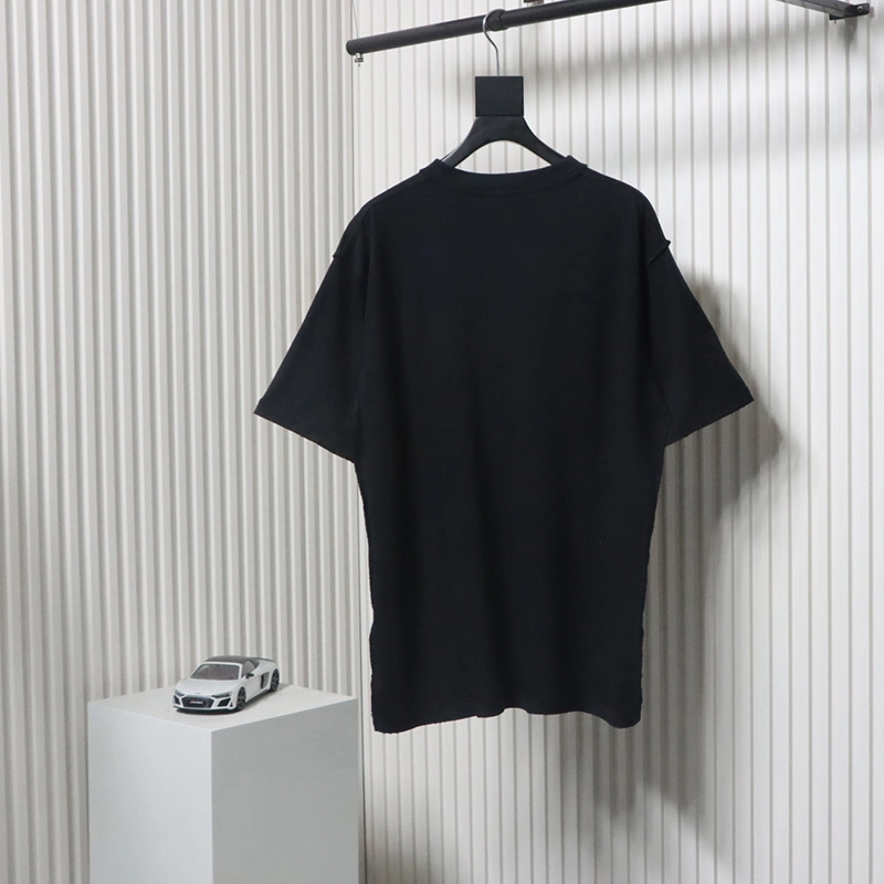 Patch Letter Reverse Stitch Hole T-Shirt
