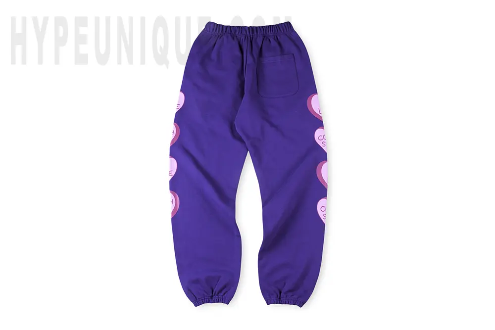 I Love Cough Syrup Purple Heart Joggers Purple Back Image