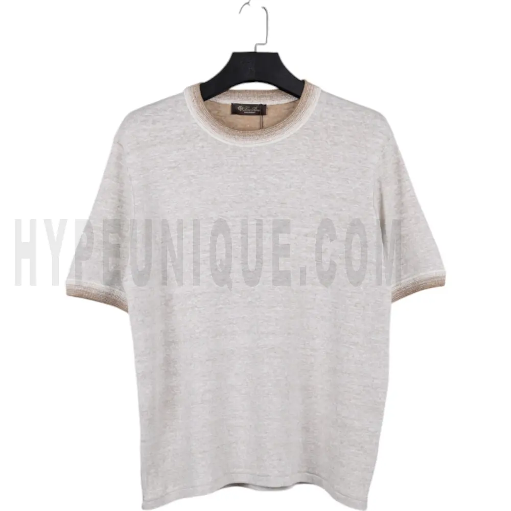 Men’s Cream And Beige Linen T-Shirt