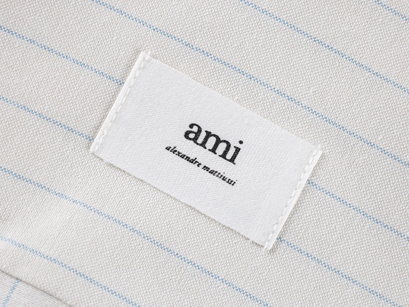 AMI Heart Embroidered Striped Shirt