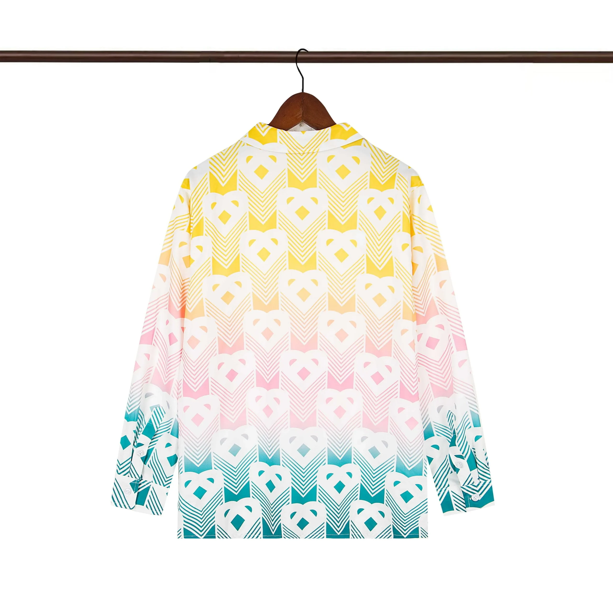 Back of C-Blanca Geometric Heart Gradient Silk Shirt