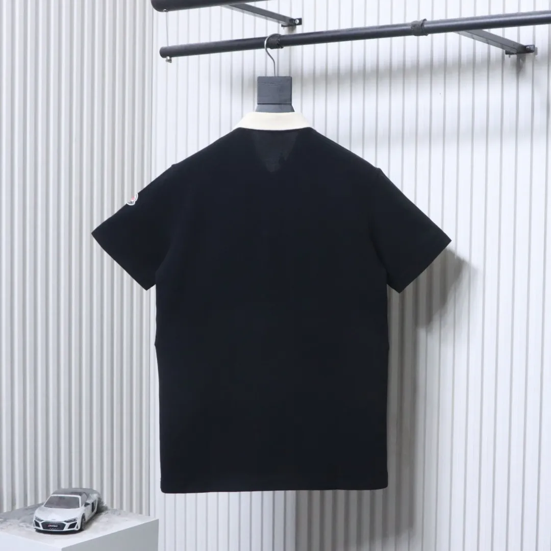 Back Color-Blocked Collar Embroidered Polo T-Shirt