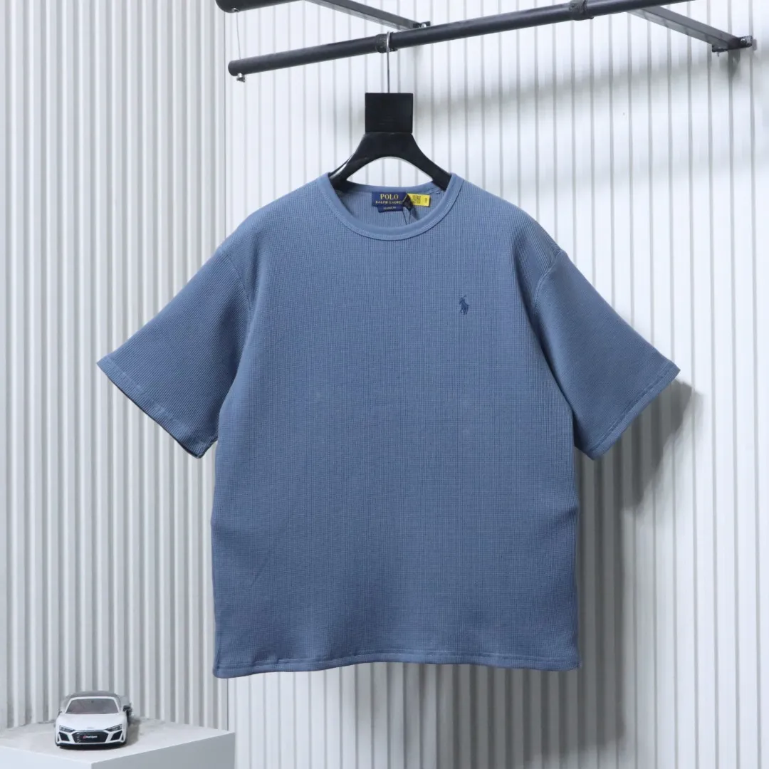 RL Waffle Knit Embroidered Logo T-Shirt Color Dark Blue