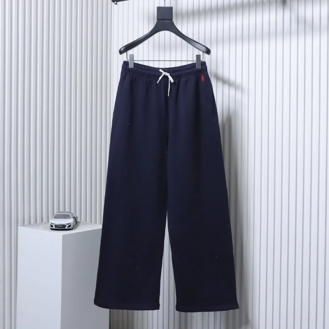 RL Embroidered Logo Casual Wide-Leg Pants