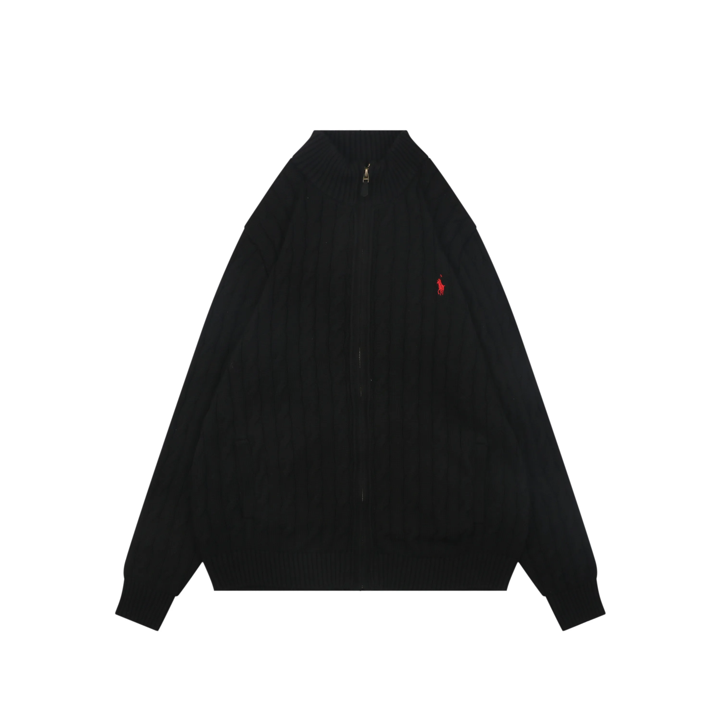 RL Pony Logo Cable Knit Full-Zip Cardigan