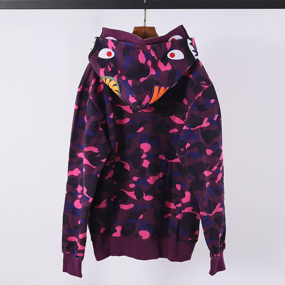 Shark Full Zip Hoodie Double Hood (Blue/ Red /Purple)
