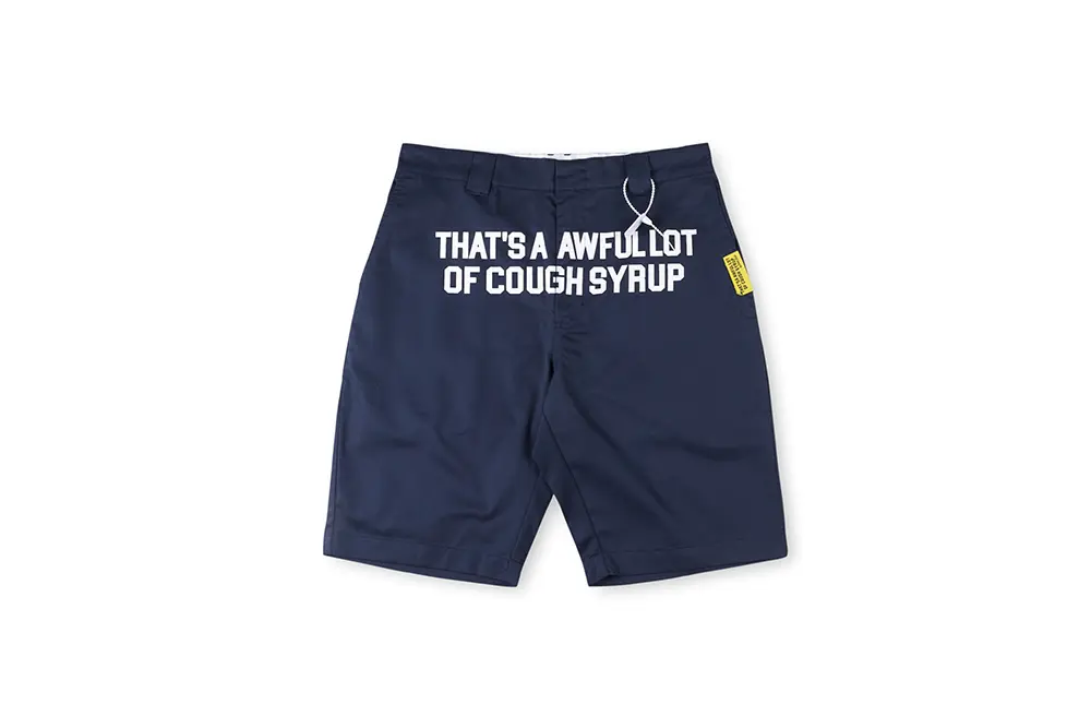 That’s an Awful Lot of Cough Syrup Letter Print Casual Shorts (blue Front View)