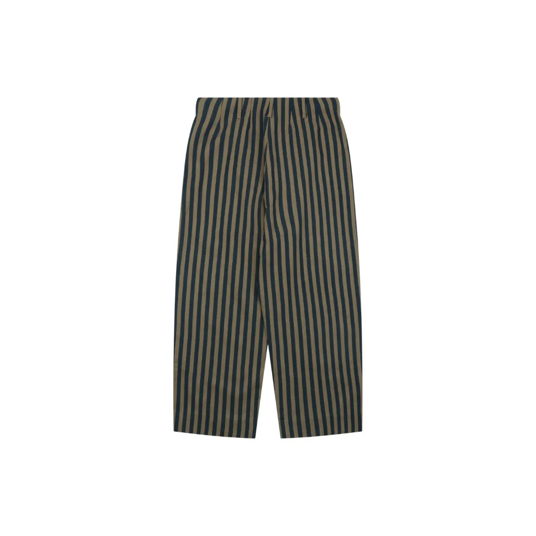 Back Vertical Stripe Pleated Carrot-Leg Trousers