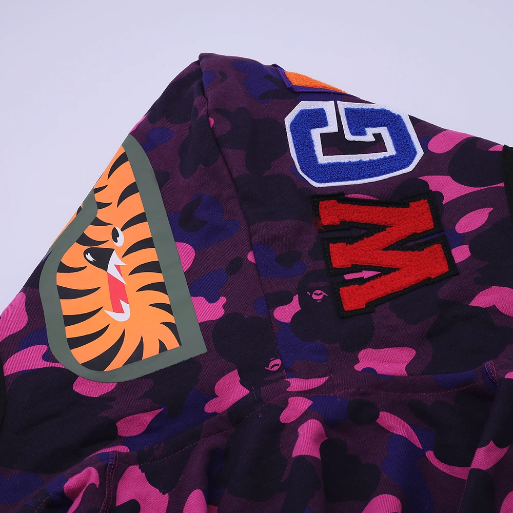 Shark Full Zip Hoodie Double Hood (Blue/ Red /Purple)