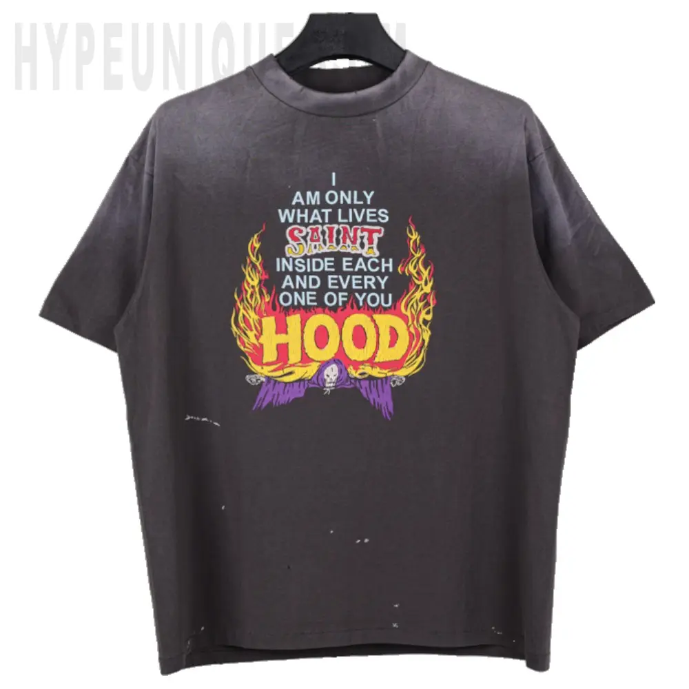 Saint Michael Hood Flame Graphic T-Shirt