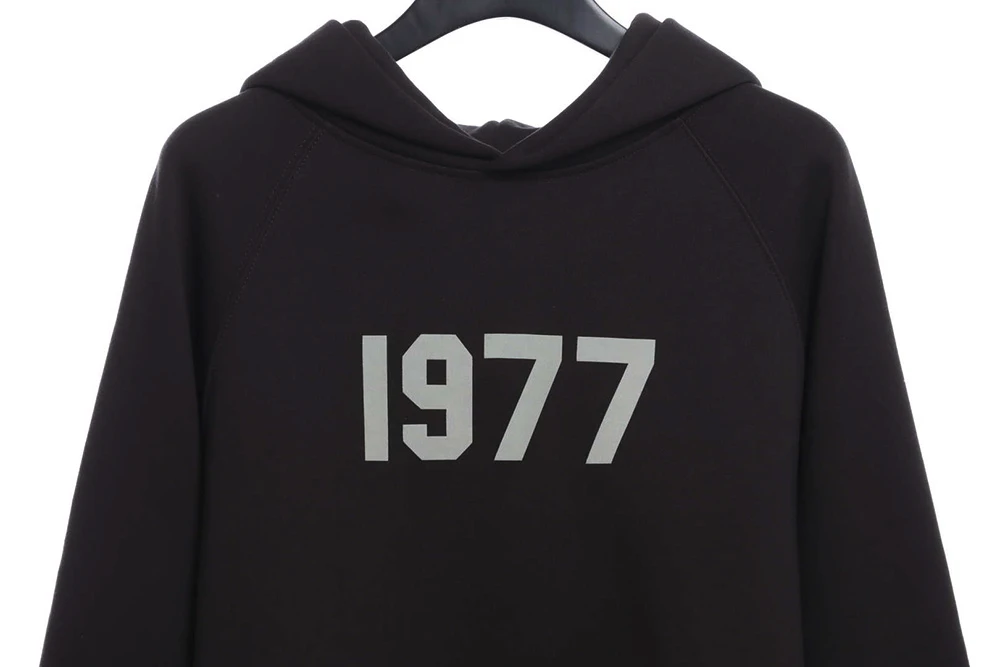 1977 Flocking fleece Hoodie(Black /Green /Grey /Beige）