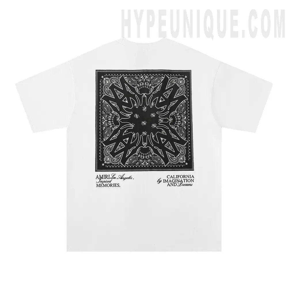 the white AMIRI bandana-appliqué cotton t-shirt