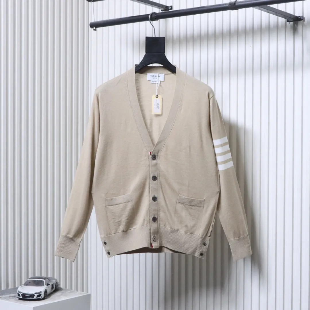 TB Superfine Merino Wool Crewneck Cardigan