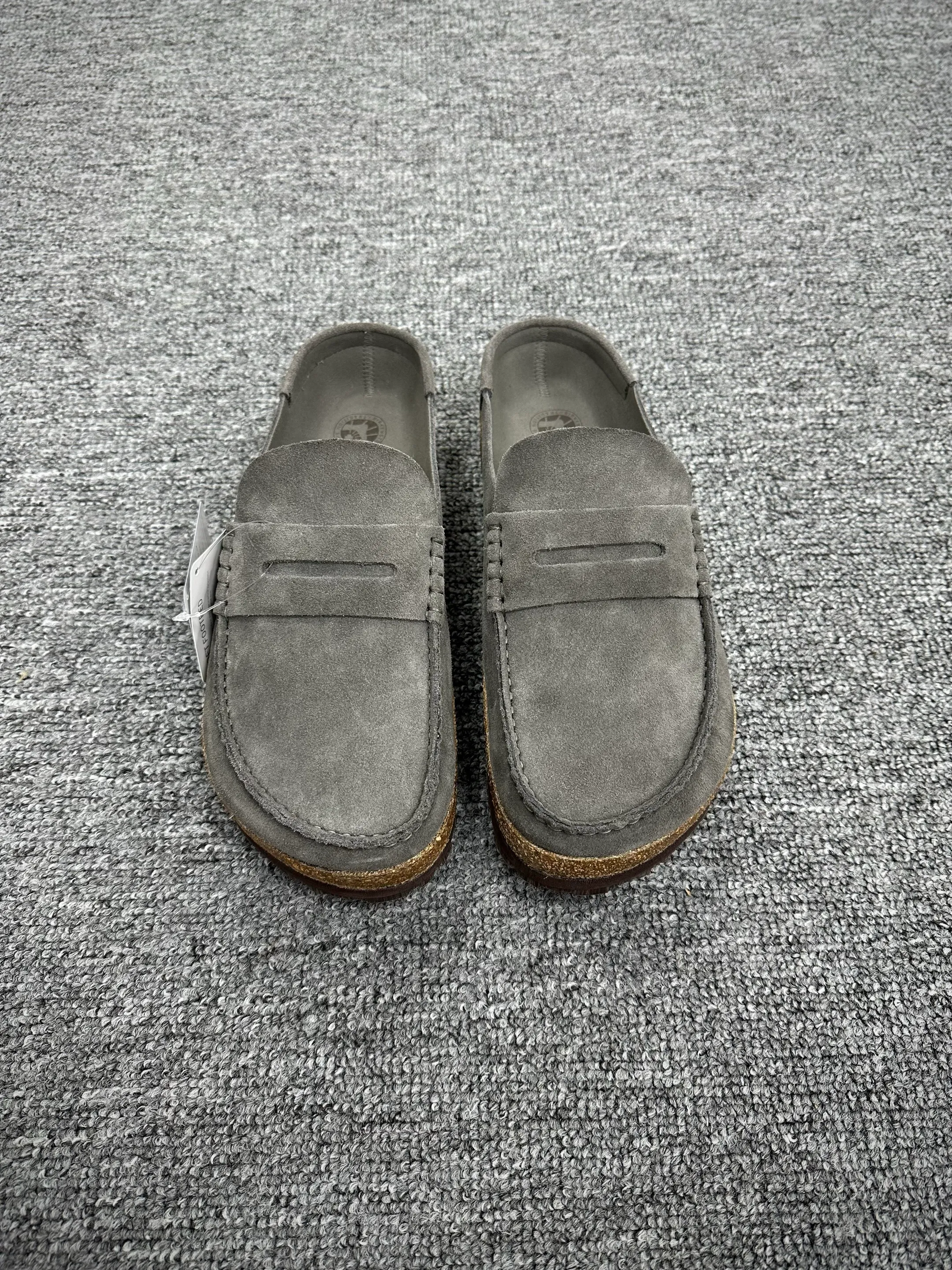 BK Naples Wrapped Concrete Gray Suede Loafer Clogs Front View