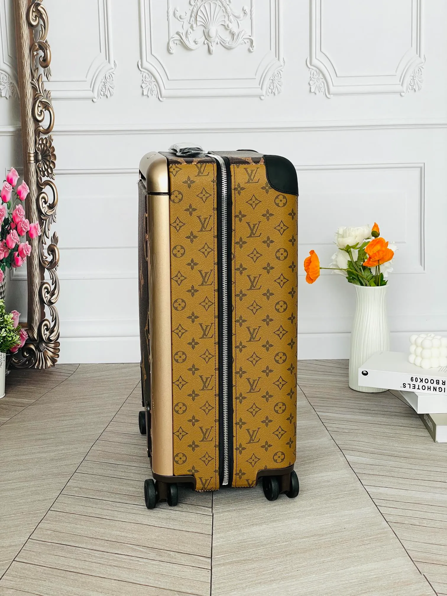 Side Profile Of Brown Monogram Suitcase
