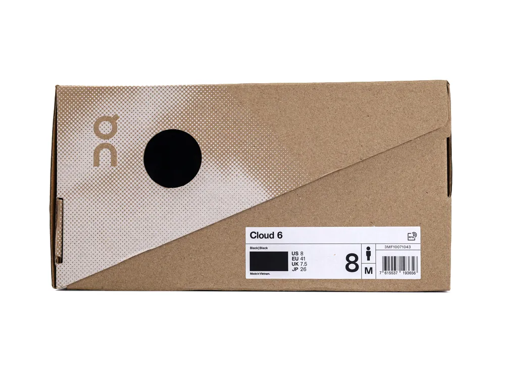 On Running Cloud 6 Black Sneakers Shoe Box Packaging