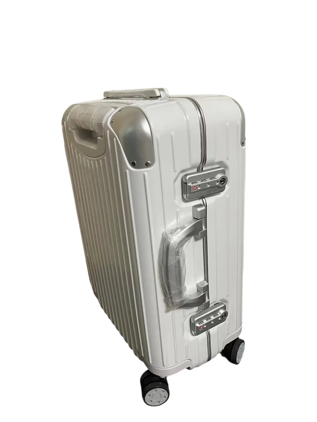 Hybrid travel suitcase TSA lock side
