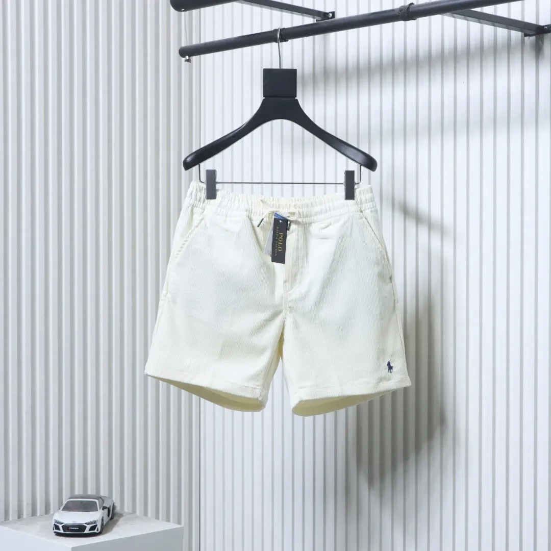 RL Embroidered Pony Logo Corduroy Shorts Color White