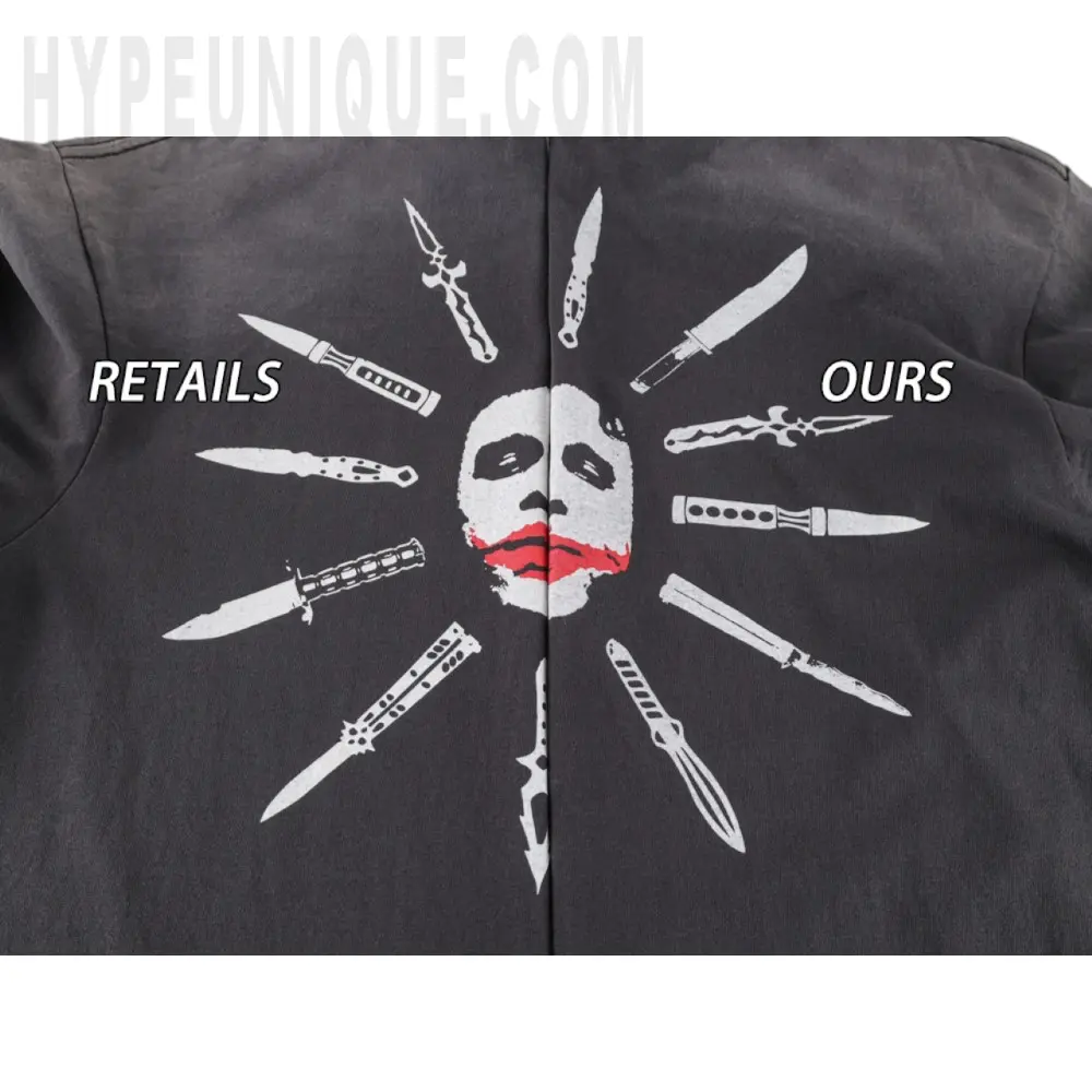 Printed graphic on the back of the garment