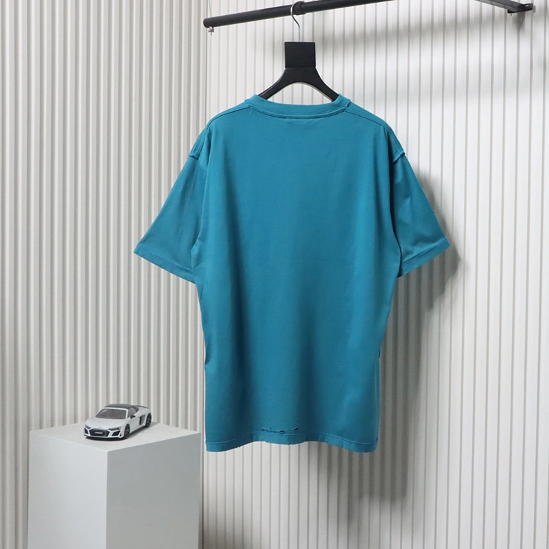 Patch Letter Reverse Stitch Hole T-Shirt