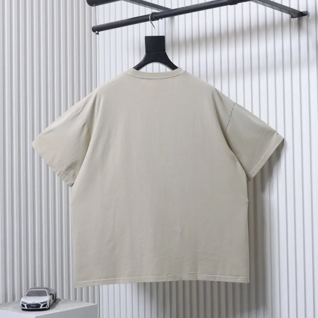 Back of Acne Flocked Distressed T-Shirt Color Beige