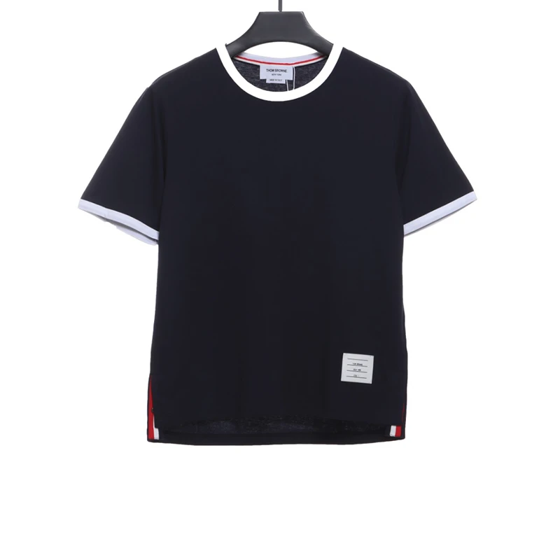 Contrasting print striped T-shirt