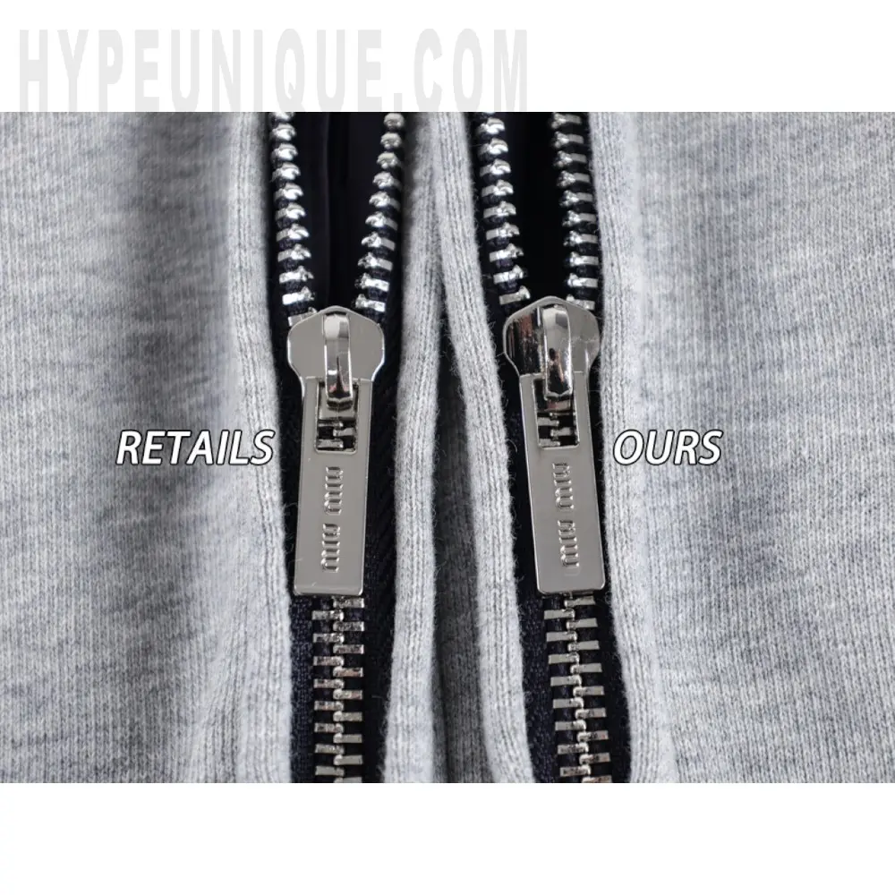 The zipper on the clothes