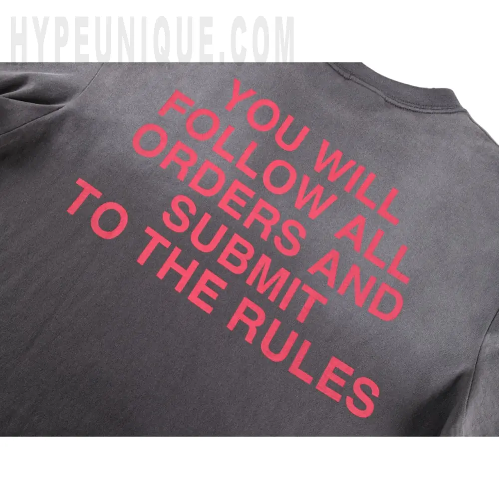 Printed graphic on the back of the garment