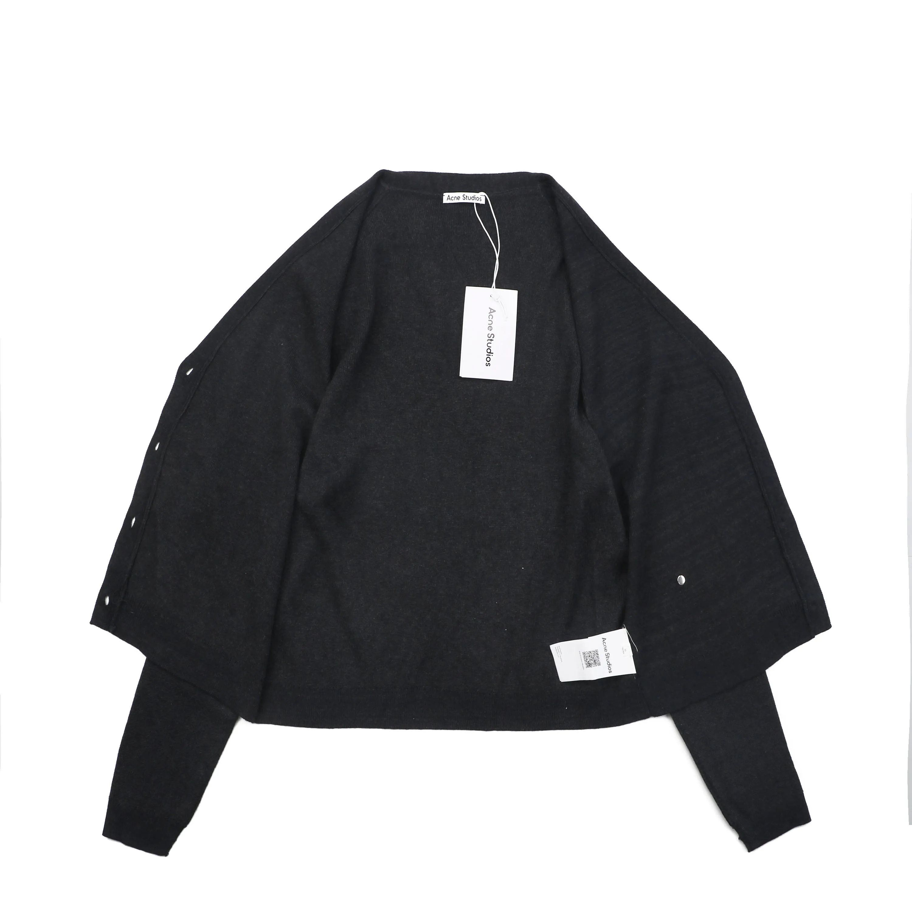 Acne Metallic Logo V-Neck Cardigan Interior Detail