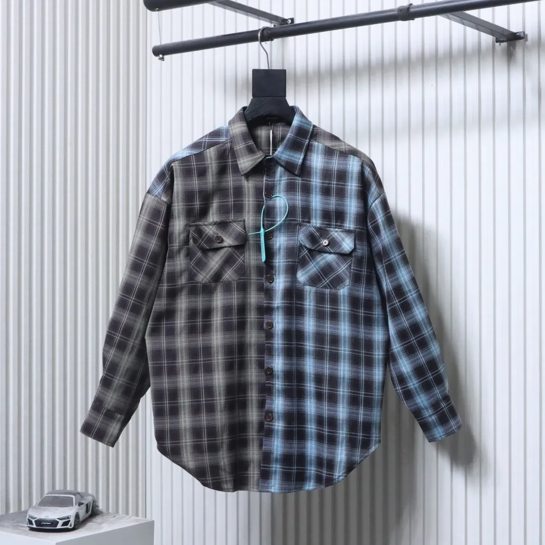 Well Done Retro Color-Block Patchwork Plaid Long-Sleeve Shirt
